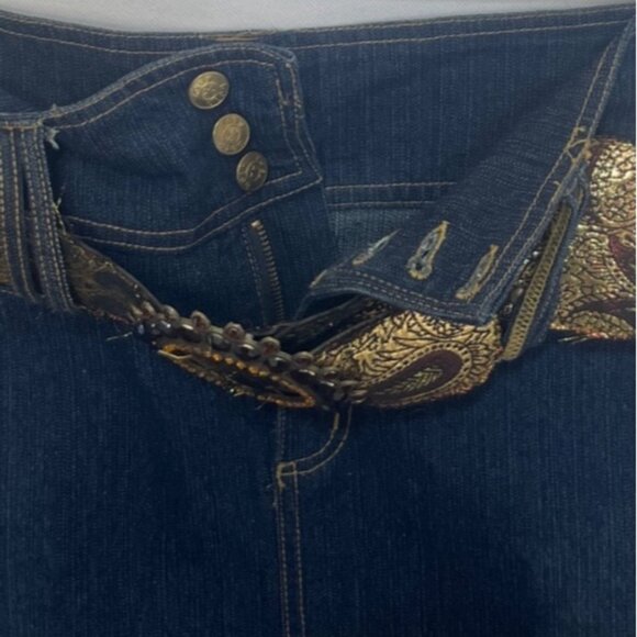 Zoey Beth Denim Skirt Gold Belt Womens 1X Blue New - Picture 6 of 10